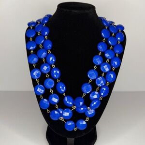 Lapis Blue Three Strand Beaded Necklace
